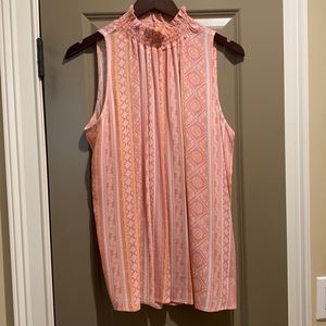 Smocked neck sleeveless top